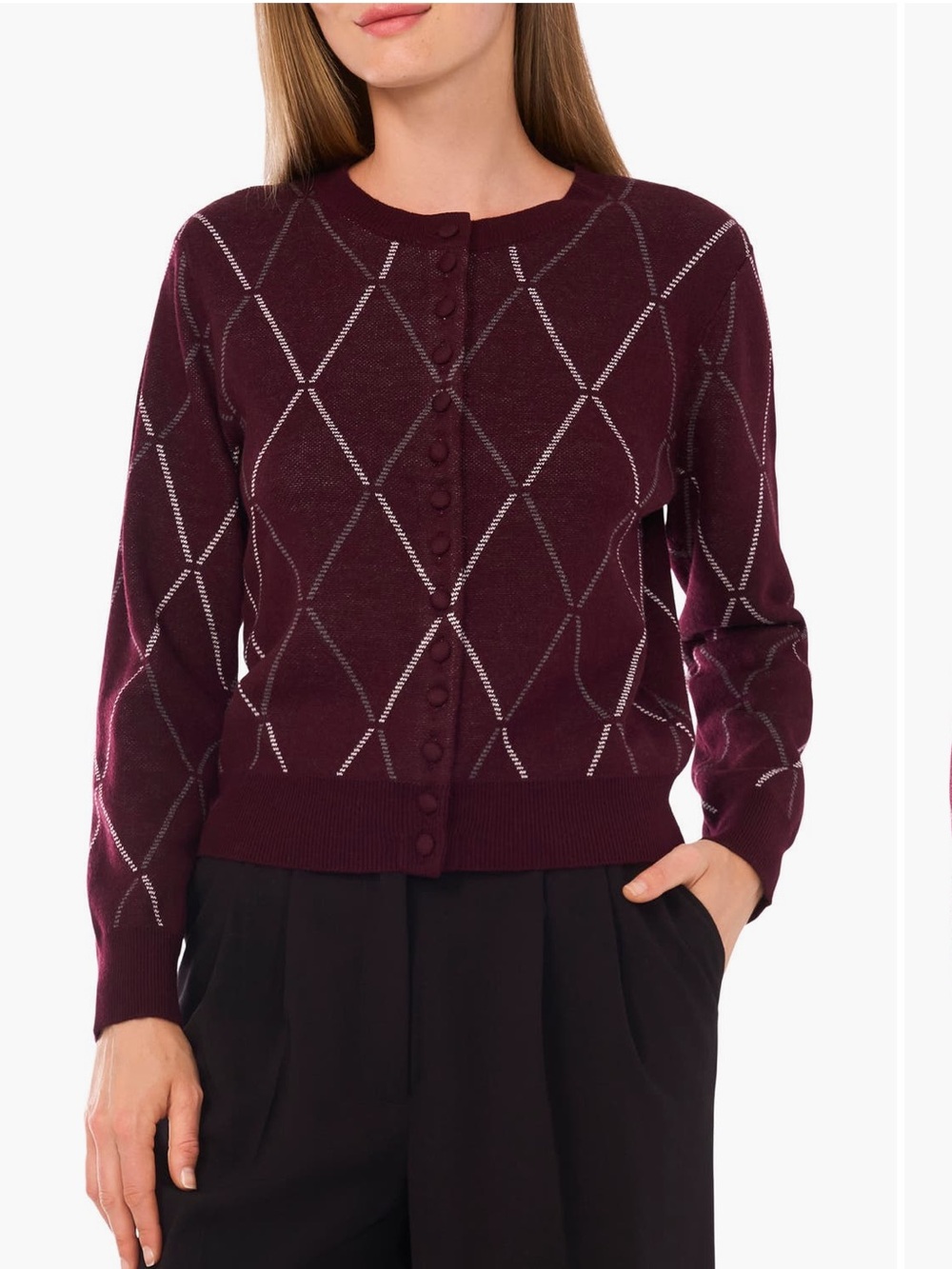 Ted Baker London Burgundy Argyle Cardigan